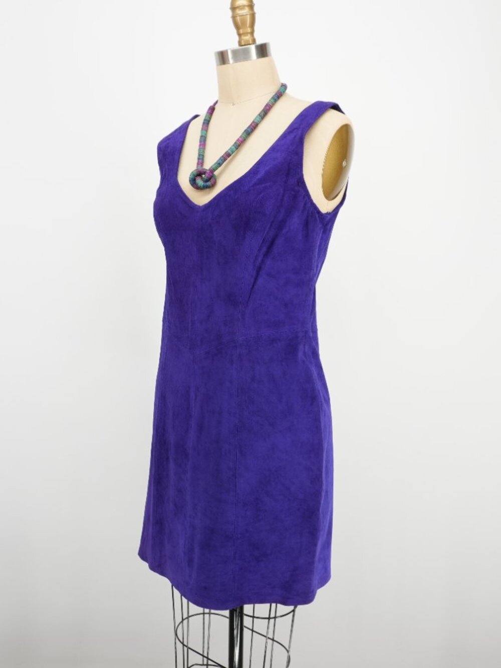 Purple Leather Dress 1980s Bodycon Mini Dress By Firenze Santa Barbara View 5